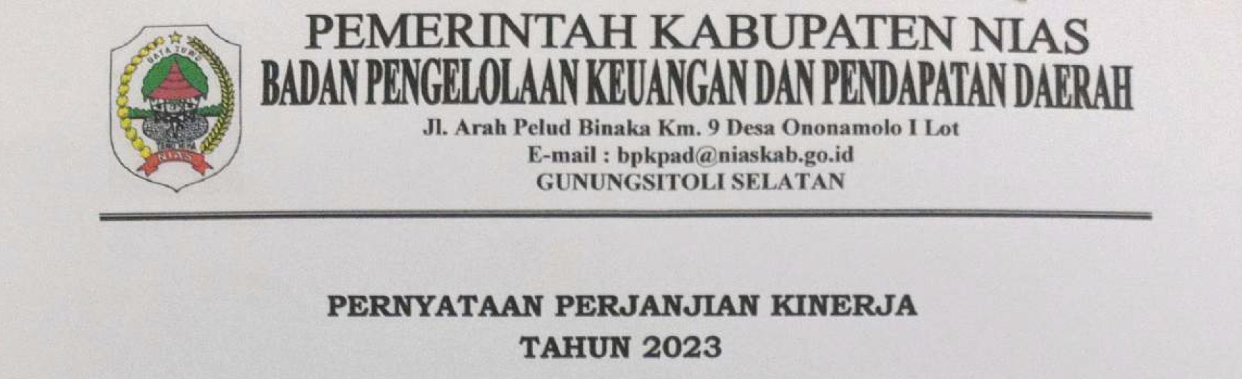 PERJANJIAN KINERJA BPKPD TAHUN 2023