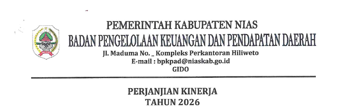 Perjanjian Kinerja BPKPD Kab. Nias Tahun 2026